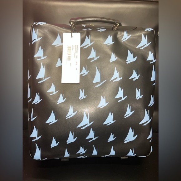 MARNI Spring/Summer 2018 Unisex Blue Leather Sailboat Patterned Satchel Bag - Picture 9 of 17